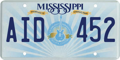 MS license plate AID452