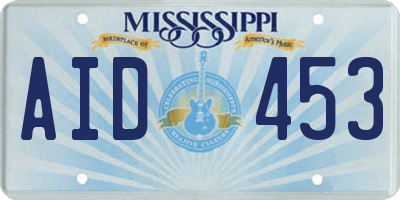 MS license plate AID453