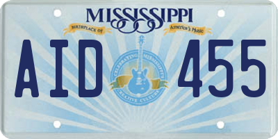 MS license plate AID455