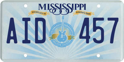 MS license plate AID457