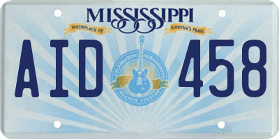 MS license plate AID458
