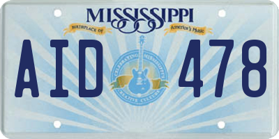MS license plate AID478