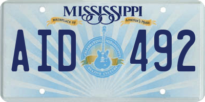 MS license plate AID492