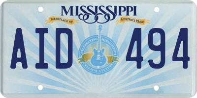 MS license plate AID494