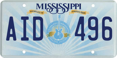 MS license plate AID496
