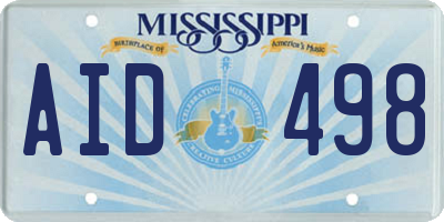 MS license plate AID498