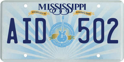 MS license plate AID502