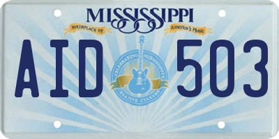MS license plate AID503