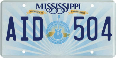 MS license plate AID504
