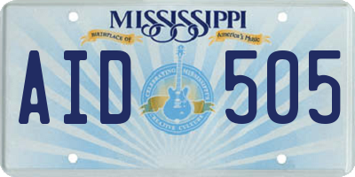 MS license plate AID505