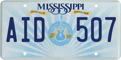 MS license plate AID507