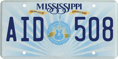 MS license plate AID508