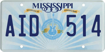 MS license plate AID514