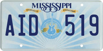 MS license plate AID519