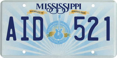MS license plate AID521