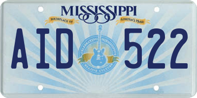 MS license plate AID522