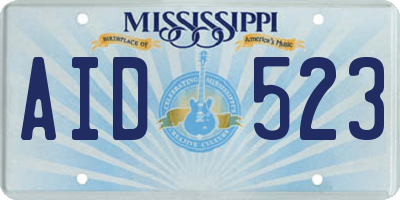 MS license plate AID523