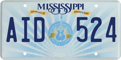 MS license plate AID524