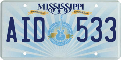 MS license plate AID533