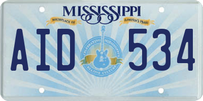 MS license plate AID534