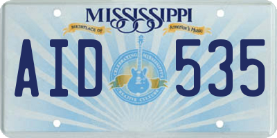 MS license plate AID535