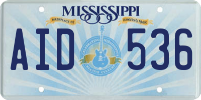 MS license plate AID536