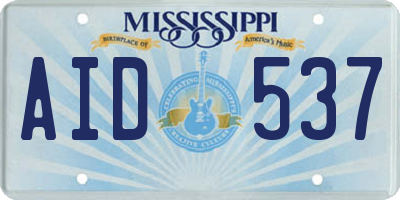 MS license plate AID537