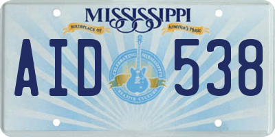 MS license plate AID538