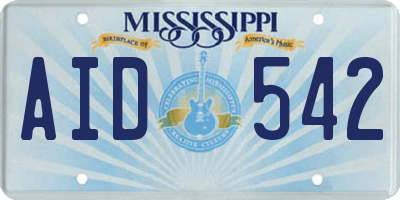MS license plate AID542