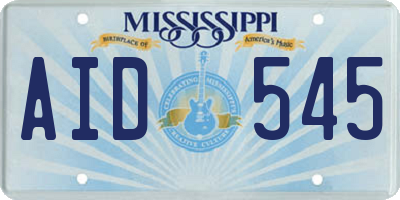 MS license plate AID545