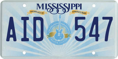 MS license plate AID547