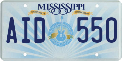 MS license plate AID550