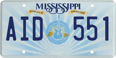 MS license plate AID551