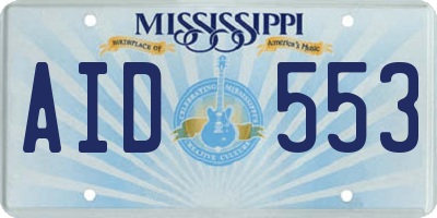 MS license plate AID553