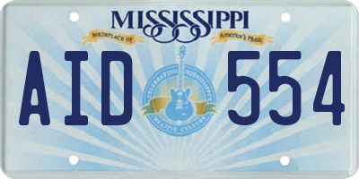 MS license plate AID554