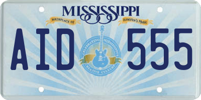 MS license plate AID555