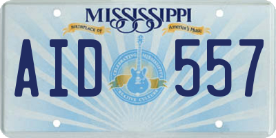 MS license plate AID557