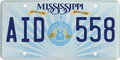 MS license plate AID558