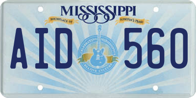 MS license plate AID560