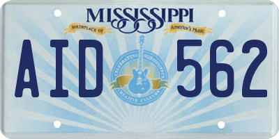 MS license plate AID562