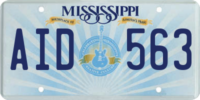 MS license plate AID563