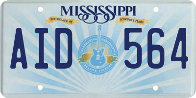 MS license plate AID564