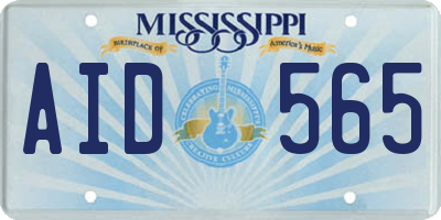 MS license plate AID565