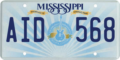 MS license plate AID568