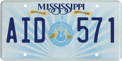 MS license plate AID571