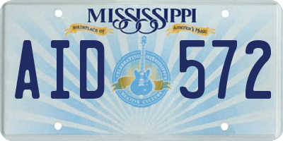 MS license plate AID572