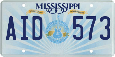 MS license plate AID573