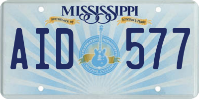 MS license plate AID577