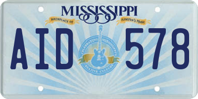 MS license plate AID578