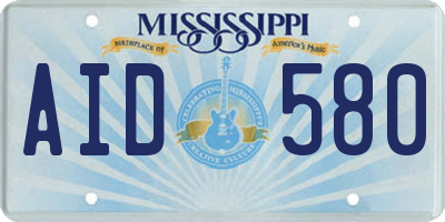 MS license plate AID580